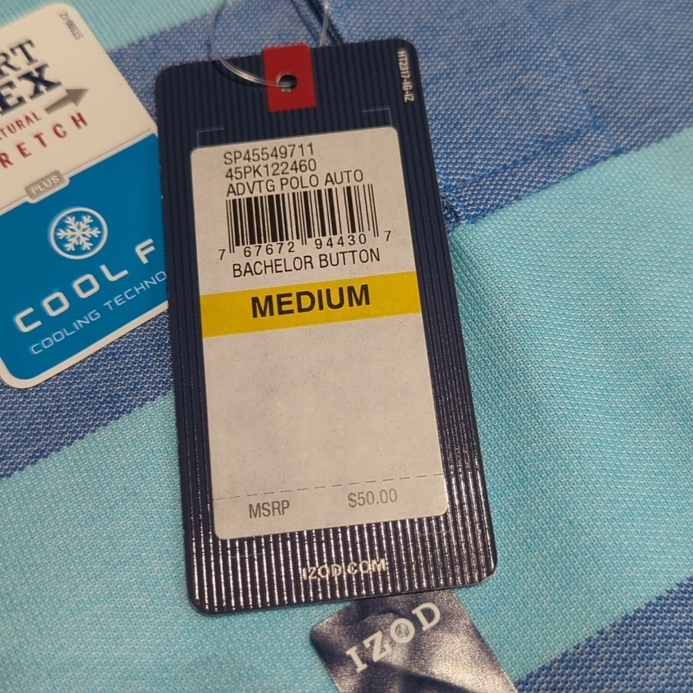 Izod Light Blue and Blue Striped Polo M New With Tags!! - Picture 5 of 12